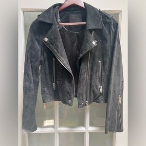 Black suede moto jacket size small